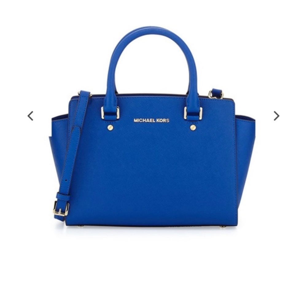 Michael Kors Selma Medium Top-Zip Satchel Bag in Electric blue